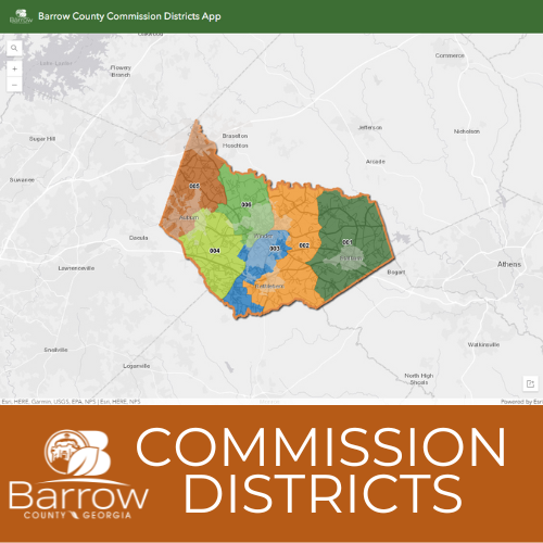 The Barrow County commission district map is shown.