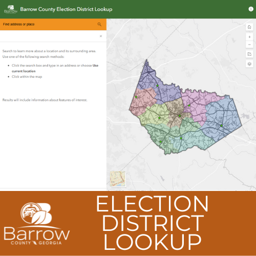 A map is shown of Barrow County election districts.